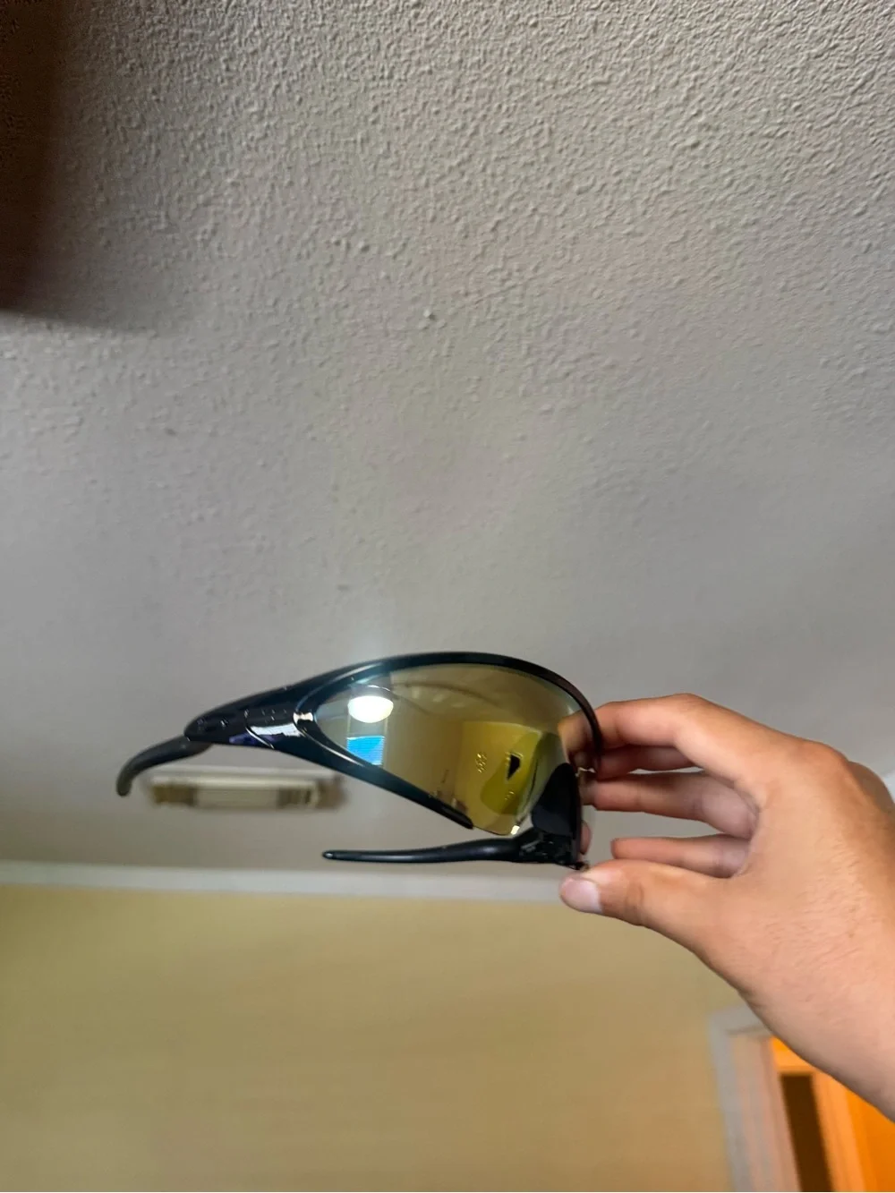 Sport Wrap Sunglasses with Gold Mirrored Lens Oakley